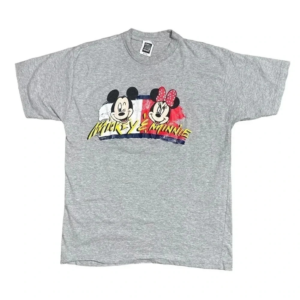 Vintage 90s Disney Mickey Minnie Mouse Tommy Flag Parody T Shirt Mens XL